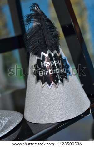 Black, white and silver birthday party decoration background