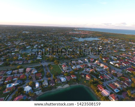 Aerial Drone View Of Miami Cutler Bay Community