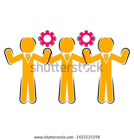 Colored business teamwork icon on white background. Business concept - Vector