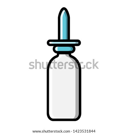 Small medical pharmacetic nasal drops in a jar for the treatment of rhinitis, icon on a white background. illustration