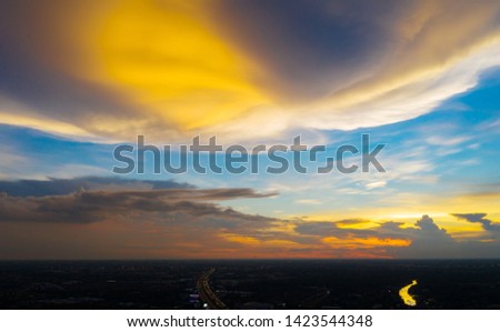 Sky twilight over cityscape Bangkok Thailand