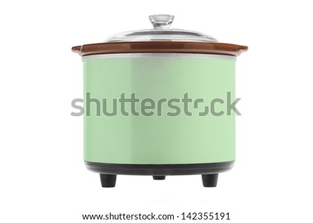 Green Electric Cooker On White Background Royalty-Free Stock Photo #142355191
