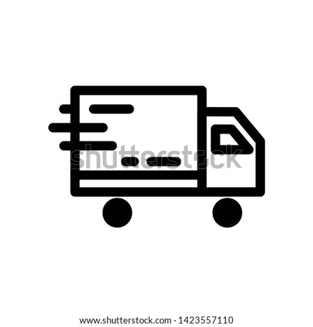 Vector delivery truck outline web icon. fast delivery black symbol with flat line style icon for web site design, logo, app, UI isolated on white background