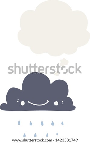 cartoon storm cloud with thought bubble in retro style