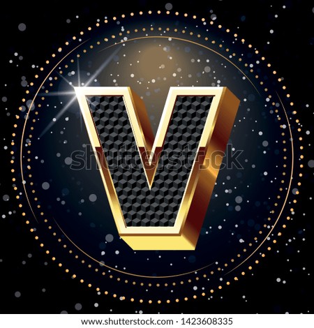 V-Gold Alphabet and Lighting Background.