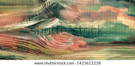 Wooden plank. Painted wood. Scandinavian element for interior design. Abstract  oil painting on wood. Absrract template for text. Colorful background. 