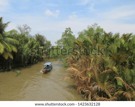 Water transport for walks in the narrow delta of the Mekong River. Vietnam