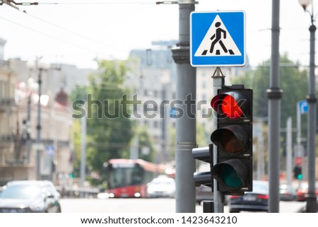 Pedestrian crossing and traffic light signs