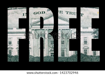 Free, money in block letters on black background 