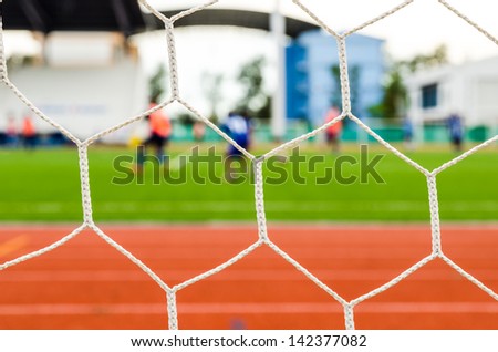 Soccer field with net texture background.