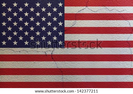 Flag of United States of America on the wall