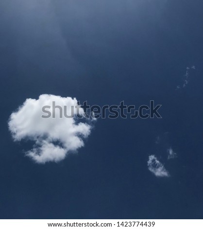Beautiful blue sky with fluffy clouds and sunshine. Afternoon sky with white cloud.