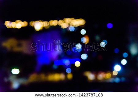 Abstract and blurred background of city lights. Bokeh concept