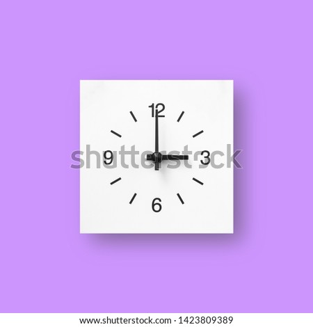 Isolated white object, Vintage wall clock with birdhouse style on vintage purple color background-clipping path