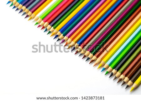 Color pencils for drawing isolated on white background.Close up. 