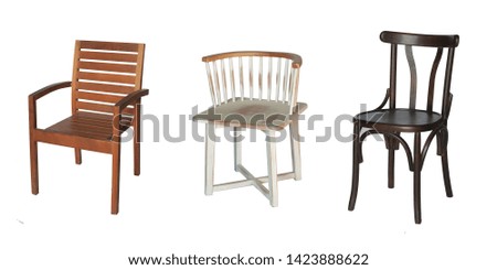 Brown,White,Black Color Armchair with Wood legs on White Background