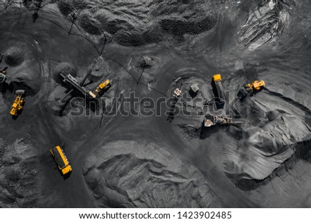 Open pit mine, extractive industry for coal, top view aerial drone. Royalty-Free Stock Photo #1423902485