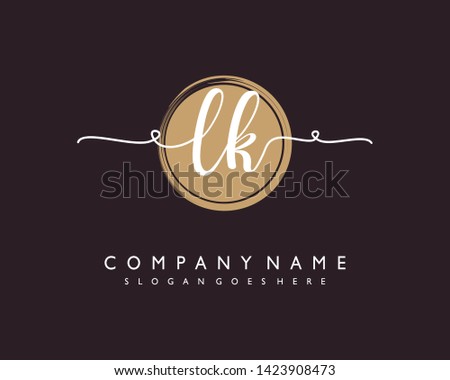initials letter LK handwriting logo vector template