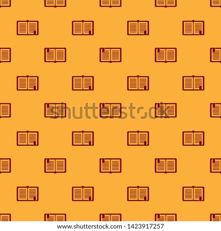 Red Open book icon isolated seamless pattern on brown background.  Vector Illustration