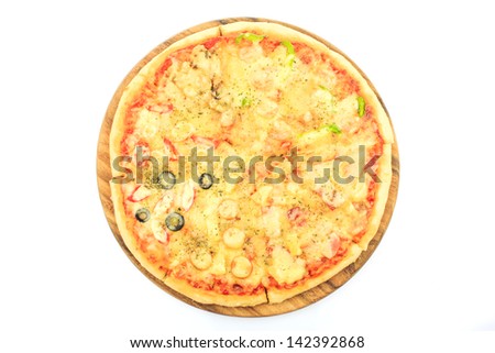 Fresh pizza isolated on white background
