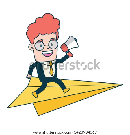 businessman marketing speaker send email vector illustration