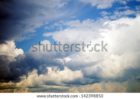 View of thunderstorm clouds. Nature composition.