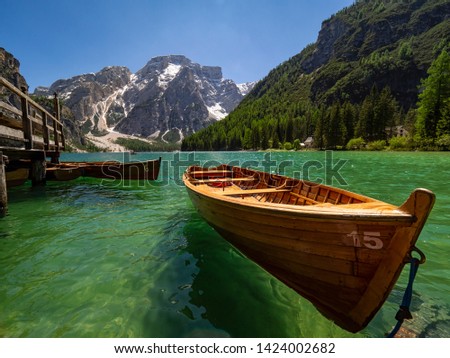 Picture of Lake Braies one of the most beautiful lakes of the alps