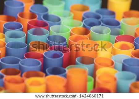 Colorful plastic straws tube abstract .