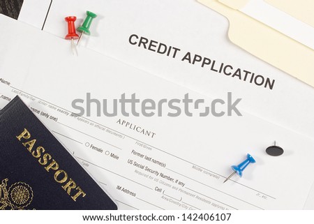 Directly above photograph of a credit application.