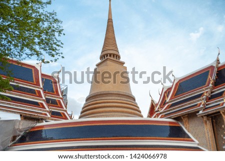 Temple in Bangkok with cloudy day