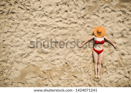 Aerial view of summer beach and people. Free space for your decoration and summer time 