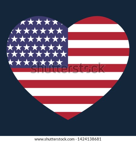 america, united states national flag heart vector and symbol