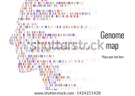 Dna test infographic. Vector illustration. Genome sequence map. Template for your design. Background, wallpaper. Barcoding. Big Genomic Data Visualization 