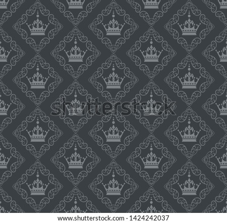 Dark wallpaper background, floral seamless pattern, vector image