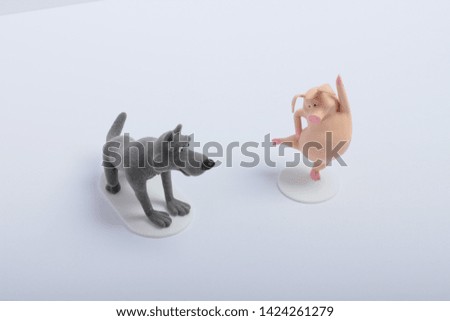 pig and wolf on white background