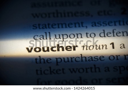 voucher word in a dictionary. voucher concept, definition.