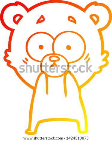 warm gradient line drawing of a anxious bear cartoon