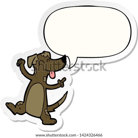 cartoon dancing dog with speech bubble sticker