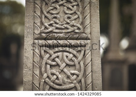 GLASNEVIN CEMETERY, Old graveyard with Celtic cross gravestones , Celtic cross