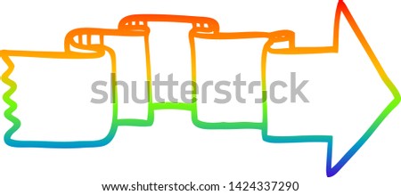rainbow gradient line drawing of a cartoon banner arrow