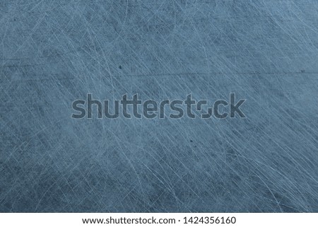 metal scratches blue background abstract / empty blank frame scratches on metal