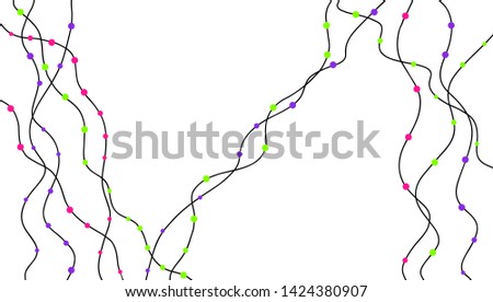 Colorful beads are strung on a thread. Flat vector drawing. Abstract background with copy space for text. White background