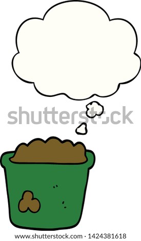 cartoon pot of earth with thought bubble