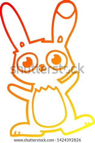 warm gradient line drawing of a cute cartoon rabbit