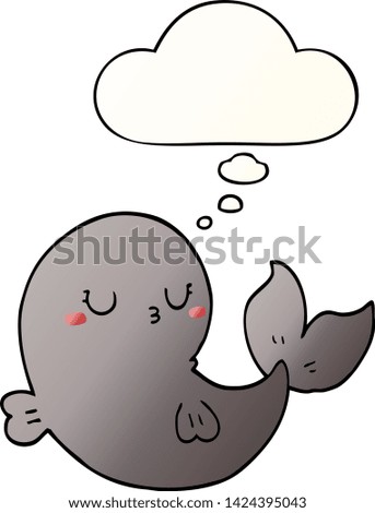 cute cartoon whale with thought bubble in smooth gradient style