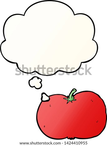 cartoon tomato with thought bubble in smooth gradient style