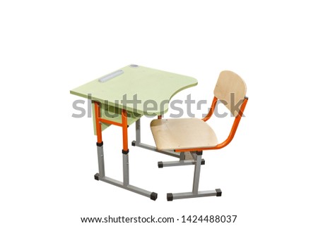 Furniture. Wooden desk and chair isolated on white Background
