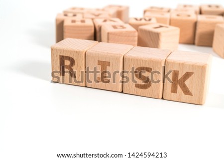 RISK wooden blocks of business concept isolated on white background.