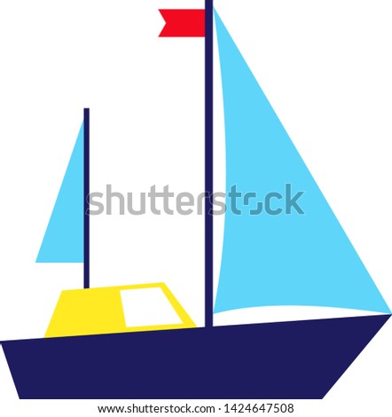 Blue ship flat illustration on white
