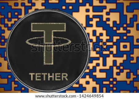 tether usdt coin cryptocurrency on the background of crypto code